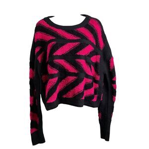 Public School Women’s Pink Black Stretchy Y2K Wool Underground Sweater Size M